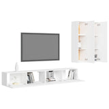 4 Piece TV Cabinet Set White Engineered Wood - Side View