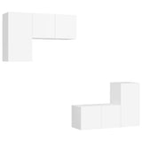 4 Piece TV Cabinet Set White Engineered Wood - Front View