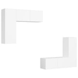 4 Piece TV Cabinet Set White Engineered Wood - Front View