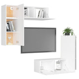 4 Piece TV Cabinet Set White Engineered Wood - Side View