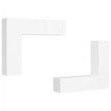 4 Piece TV Cabinet Set White Engineered Wood - Front View