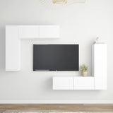 4 Piece TV Cabinet Set White Engineered Wood