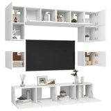 8 Piece TV Cabinet Set White Engineered Wood - Side View