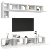 5 Piece TV Cabinet Set White Engineered Wood - Side View