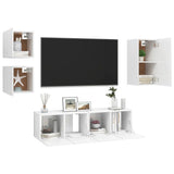 5 Piece TV Cabinet Set White Engineered Wood - Side View