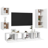5 Piece TV Cabinet Set White Engineered Wood - Side View