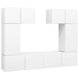 6 Piece TV Cabinet Set White Engineered Wood - Front View