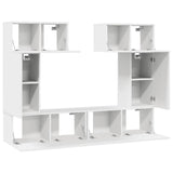 6 Piece TV Cabinet Set White Engineered Wood - Top-Down View