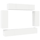 6 Piece TV Cabinet Set White Engineered Wood - Front View