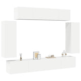 6 Piece TV Cabinet Set White Engineered Wood - Side View