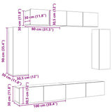 6 Piece TV Cabinet Set White Engineered Wood - Extra Image