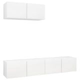 TV Cabinets 3 pcs White Engineered Wood