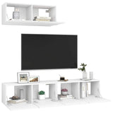 3 Piece TV Cabinet Set White Engineered Wood
