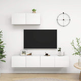 3 Piece TV Cabinet Set White Engineered Wood