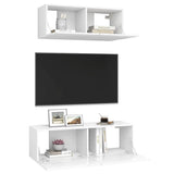 2 Piece TV Cabinet Set White Engineered Wood - 45-Degree Angle