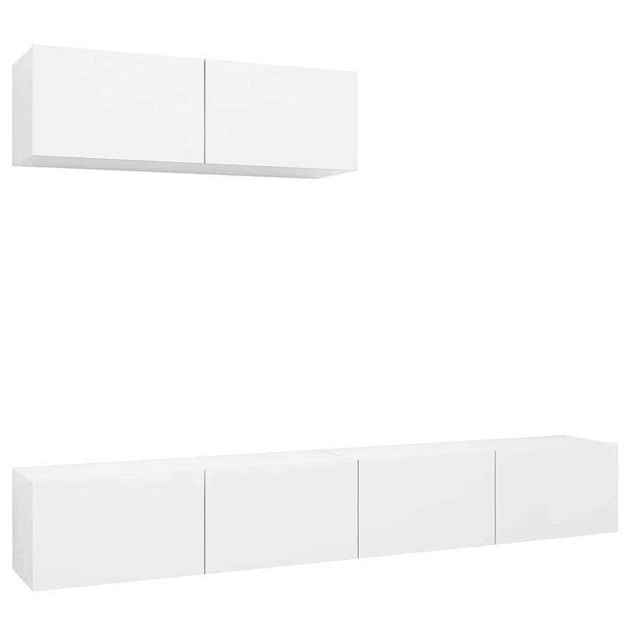 3 Piece TV Cabinet Set White Engineered Wood, image 2