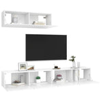 3 Piece TV Cabinet Set White Engineered Wood, image 5