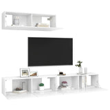 3 Piece TV Cabinet Set White Engineered Wood - 45-Degree Angle