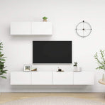 3 Piece TV Cabinet Set White Engineered Wood