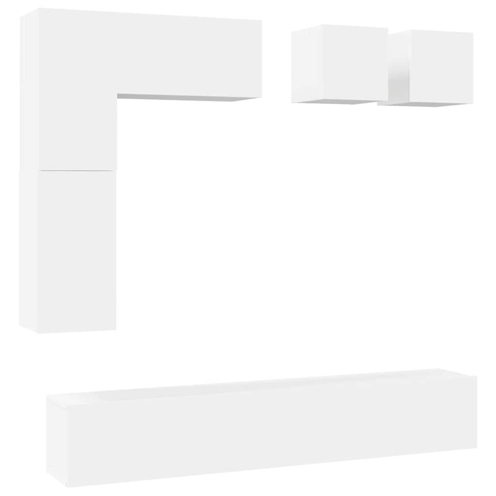 8 Piece TV Cabinet Set White Engineered Wood