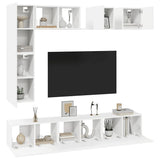 8 Piece TV Cabinet Set White Engineered Wood - Side View