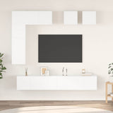 8 Piece TV Cabinet Set White Engineered Wood