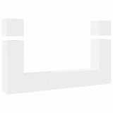 8 Piece TV Cabinet Set White Engineered Wood - Front View