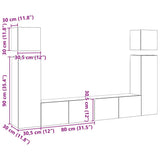 8 Piece TV Cabinet Set White Engineered Wood