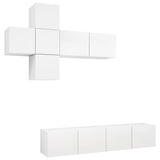 7 Piece TV Cabinet Set White Engineered Wood - Front View