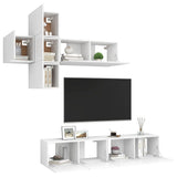 7 Piece TV Cabinet Set White Engineered Wood - Side View