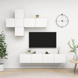 7 Piece TV Cabinet Set White Engineered Wood