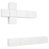 7 Piece TV Cabinet Set White Engineered Wood - Front View