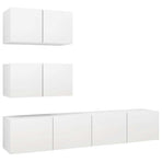 4 Piece TV Cabinet Set White Engineered Wood