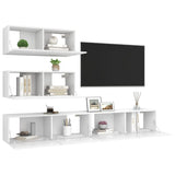 4 Piece TV Cabinet Set White Engineered Wood - Side View