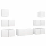 7 Piece TV Cabinet Set White Engineered Wood
