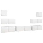 7 Piece TV Cabinet Set White Engineered Wood