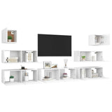 7 Piece TV Cabinet Set White Engineered Wood - Side View