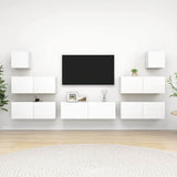 7 Piece TV Cabinet Set White Engineered Wood