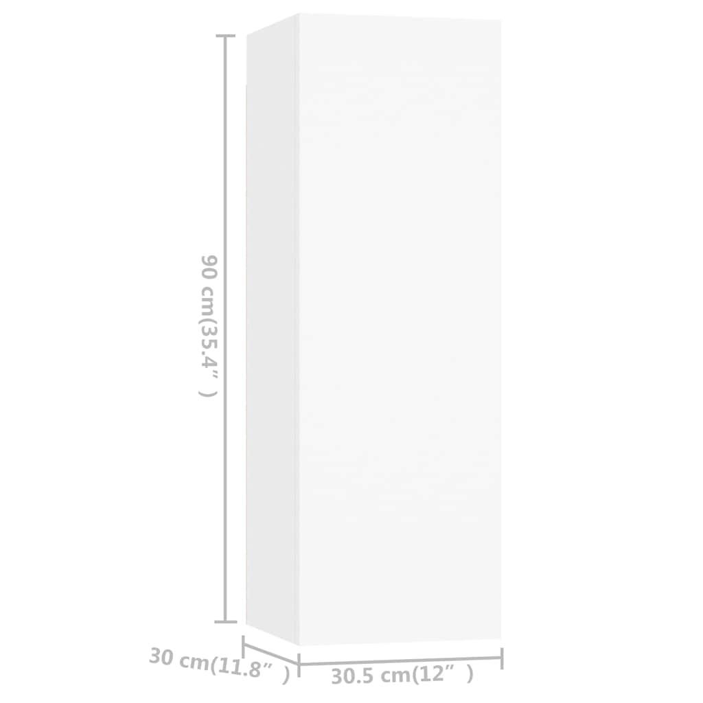 6 Piece TV Cabinet Set White Engineered Wood