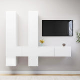 6 Piece TV Cabinet Set White Engineered Wood