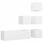 5 Piece TV Cabinet Set White Engineered Wood