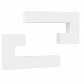8 Piece TV Cabinet Set White Engineered Wood