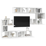 8 Piece TV Cabinet Set White Engineered Wood