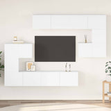 8 Piece TV Cabinet Set White Engineered Wood