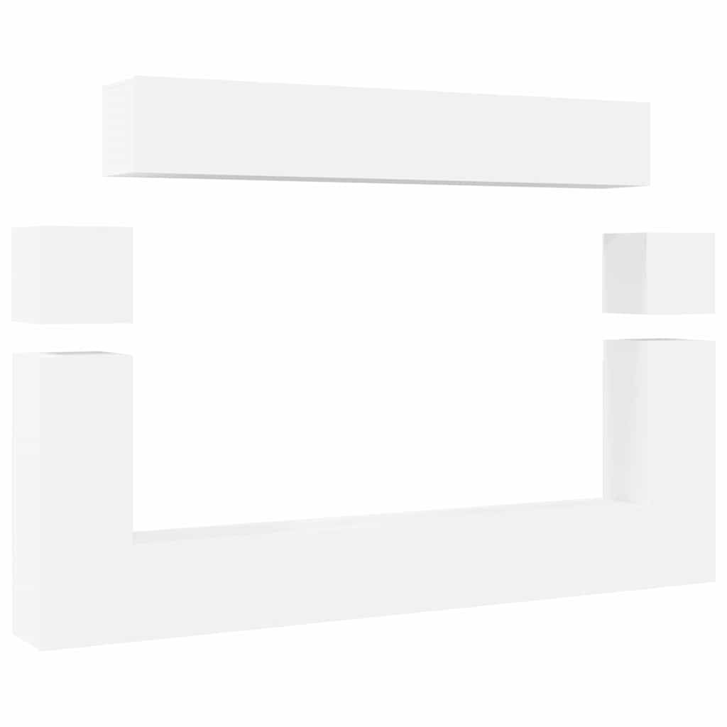 8 Piece TV Cabinet Set White Engineered Wood