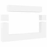 8 Piece TV Cabinet Set White Engineered Wood