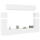 8 Piece TV Cabinet Set White Engineered Wood