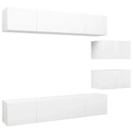 6 Piece TV Cabinet Set White Engineered Wood