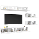 6 Piece TV Cabinet Set White Engineered Wood - Side View