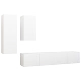 4 Piece TV Cabinet Set White Engineered Wood - Front View